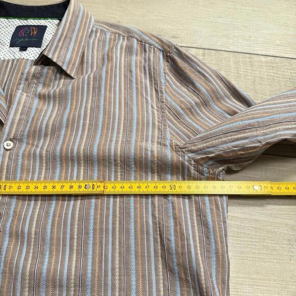 John Lennon Signature Striped Button-Up Shirt Mens L Multicolor Cotton Head Logo - Picture 4 of 9